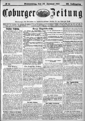 Coburger Zeitung Donnerstag 20. Januar 1921