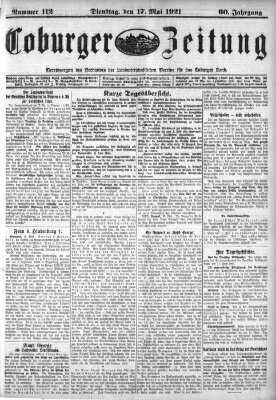 Coburger Zeitung Dienstag 17. Mai 1921