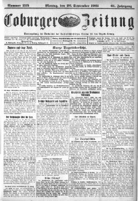 Coburger Zeitung Montag 26. September 1921