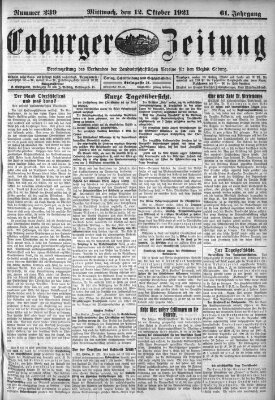 Coburger Zeitung Mittwoch 12. Oktober 1921