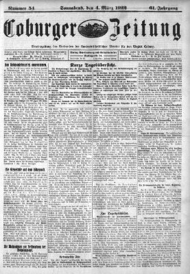 Coburger Zeitung Samstag 4. März 1922