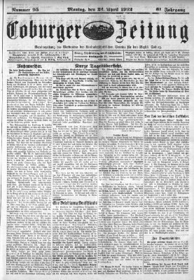 Coburger Zeitung Montag 24. April 1922