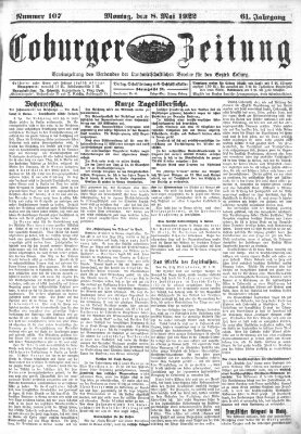 Coburger Zeitung Montag 8. Mai 1922