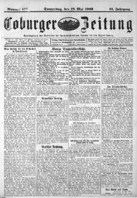Coburger Zeitung Donnerstag 18. Mai 1922