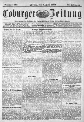 Coburger Zeitung Freitag 9. Juni 1922
