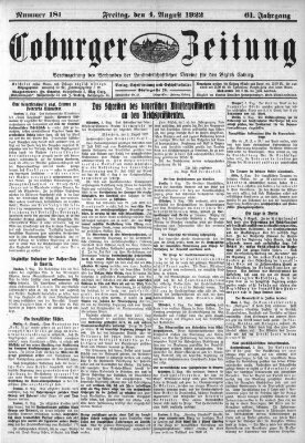 Coburger Zeitung Freitag 4. August 1922