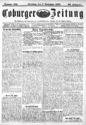 Coburger Zeitung Dienstag 7. November 1922