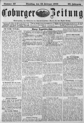 Coburger Zeitung Dienstag 13. Februar 1923