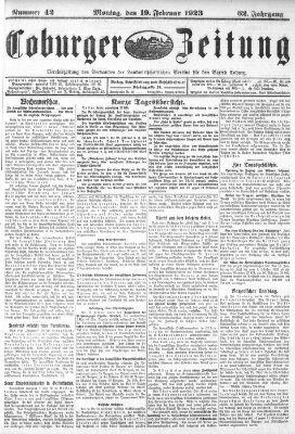 Coburger Zeitung Montag 19. Februar 1923