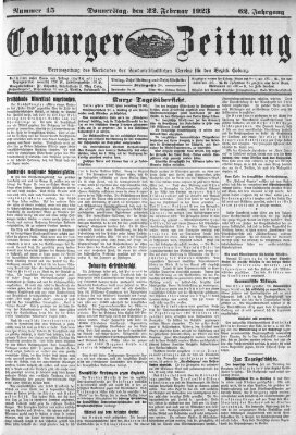 Coburger Zeitung Donnerstag 22. Februar 1923