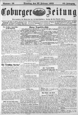 Coburger Zeitung Dienstag 27. Februar 1923