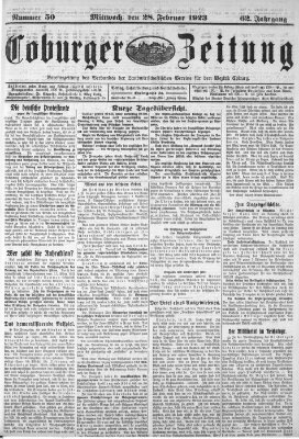 Coburger Zeitung Mittwoch 28. Februar 1923