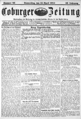 Coburger Zeitung Donnerstag 12. April 1923