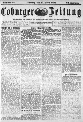 Coburger Zeitung Montag 23. April 1923