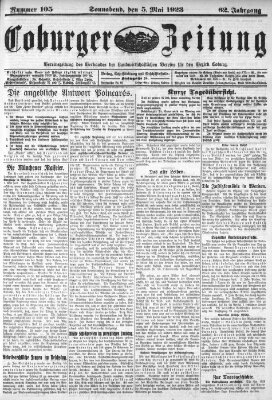 Coburger Zeitung Samstag 5. Mai 1923