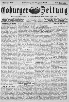Coburger Zeitung Samstag 14. Juli 1923