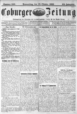 Coburger Zeitung Donnerstag 18. Oktober 1923