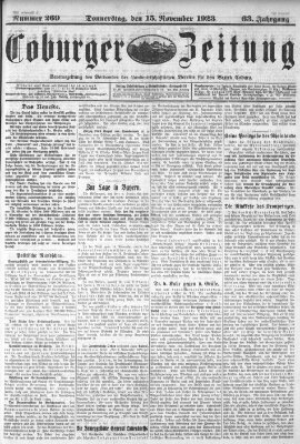 Coburger Zeitung Donnerstag 15. November 1923