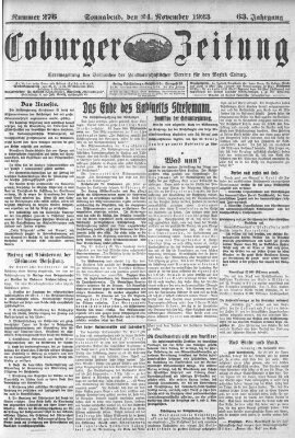 Coburger Zeitung Samstag 24. November 1923