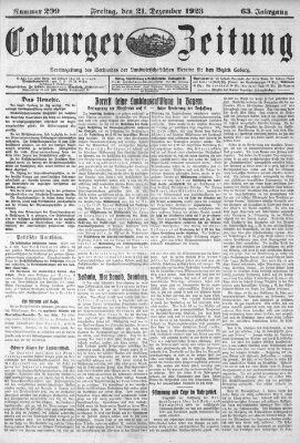 Coburger Zeitung Freitag 21. Dezember 1923