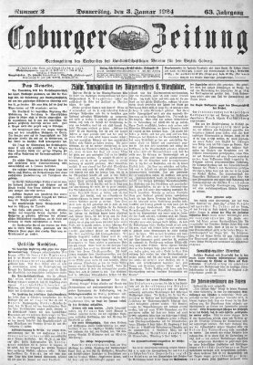 Coburger Zeitung Donnerstag 3. Januar 1924