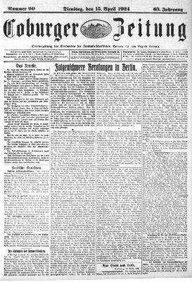 Coburger Zeitung Dienstag 15. April 1924