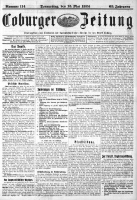 Coburger Zeitung Donnerstag 15. Mai 1924