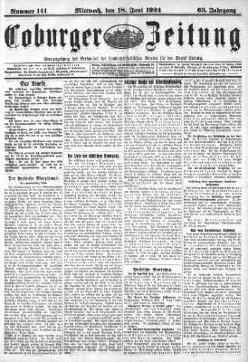 Coburger Zeitung Mittwoch 18. Juni 1924