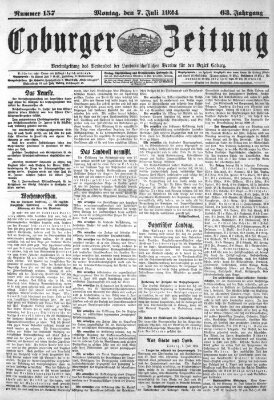 Coburger Zeitung Montag 7. Juli 1924