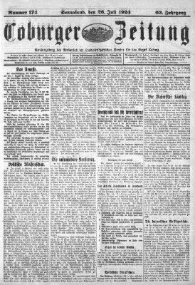 Coburger Zeitung Samstag 26. Juli 1924