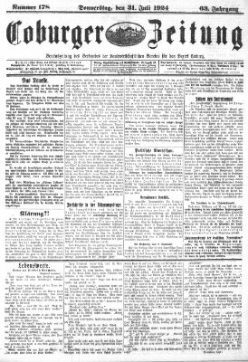 Coburger Zeitung Donnerstag 31. Juli 1924