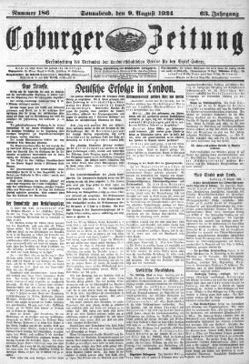 Coburger Zeitung Samstag 9. August 1924