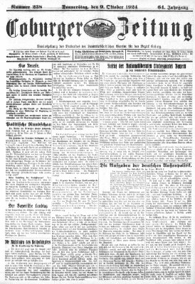 Coburger Zeitung Donnerstag 9. Oktober 1924