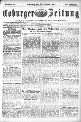 Coburger Zeitung Dienstag 27. Januar 1925