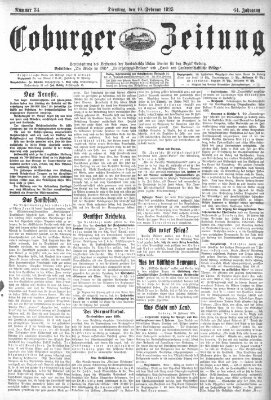 Coburger Zeitung Dienstag 10. Februar 1925