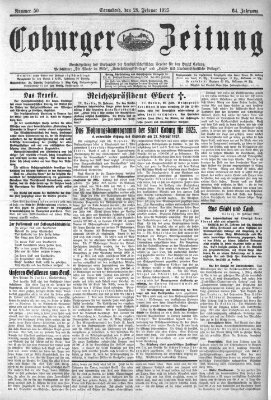 Coburger Zeitung Samstag 28. Februar 1925