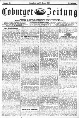 Coburger Zeitung Samstag 30. Januar 1926