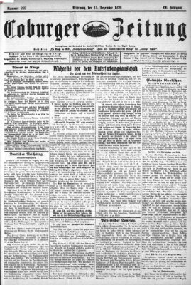 Coburger Zeitung Mittwoch 15. Dezember 1926