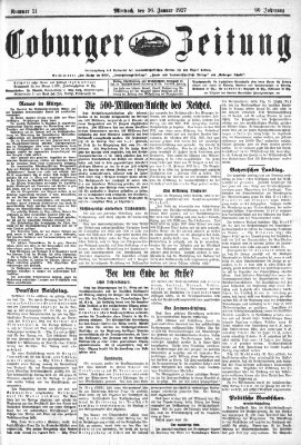 Coburger Zeitung Mittwoch 26. Januar 1927