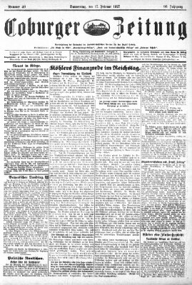 Coburger Zeitung Donnerstag 17. Februar 1927