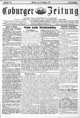 Coburger Zeitung Montag 21. Februar 1927