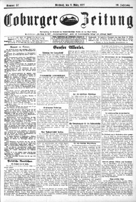 Coburger Zeitung Mittwoch 9. März 1927