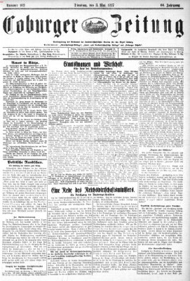 Coburger Zeitung Dienstag 3. Mai 1927