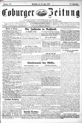 Coburger Zeitung Mittwoch 15. Juni 1927