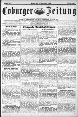 Coburger Zeitung Freitag 16. September 1927
