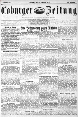 Coburger Zeitung Dienstag 22. November 1927