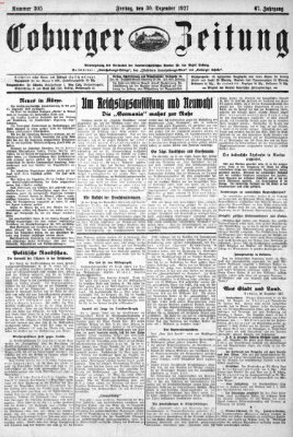 Coburger Zeitung Freitag 30. Dezember 1927