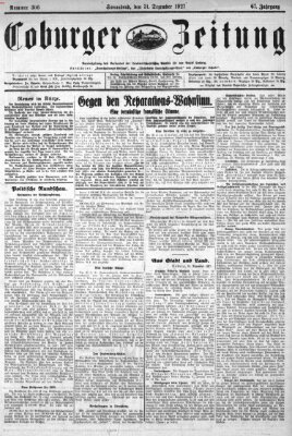 Coburger Zeitung Samstag 31. Dezember 1927