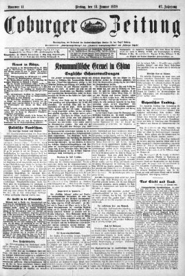 Coburger Zeitung Freitag 13. Januar 1928