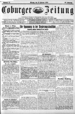 Coburger Zeitung Montag 13. Februar 1928